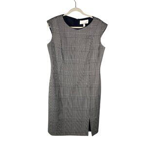 Boss Hugo Boss Black & White houndstooth Plaid Sleeveless Sheath Dress Size 12